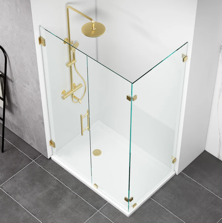 3PC Miko Hinge On Wall w/ Return Panel (Hinge Series E) (Brushed Gold)