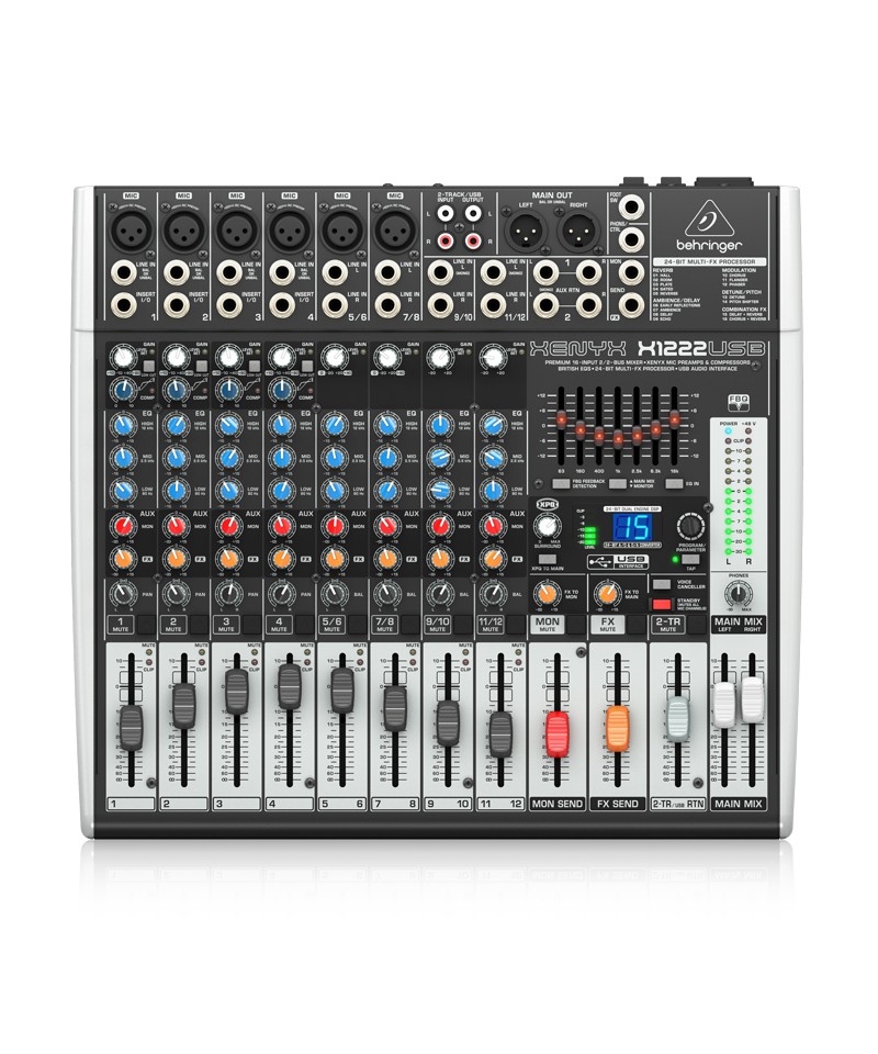 CONSOLA 12 CANALES CON USB, 6 XLR