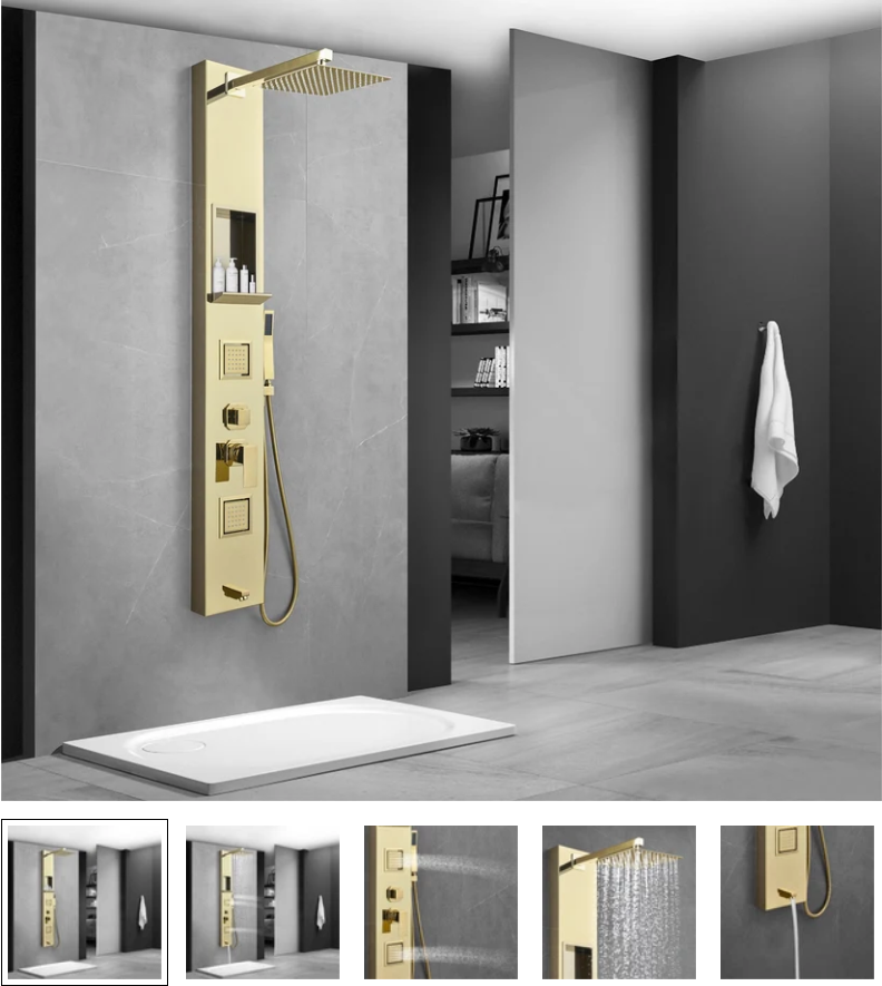NEW ARRIVAL SP-5676BG Stainless Steel Shower Panel (Shiny Gold)