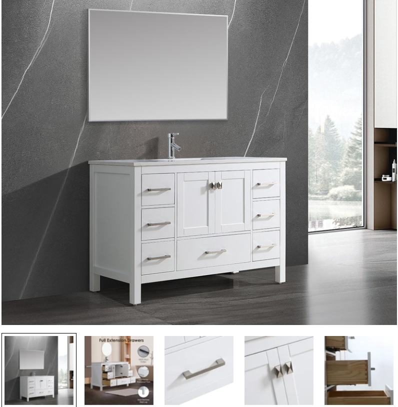 48" V9008 Vanity & Quartz Countertop Combo (Matte White)